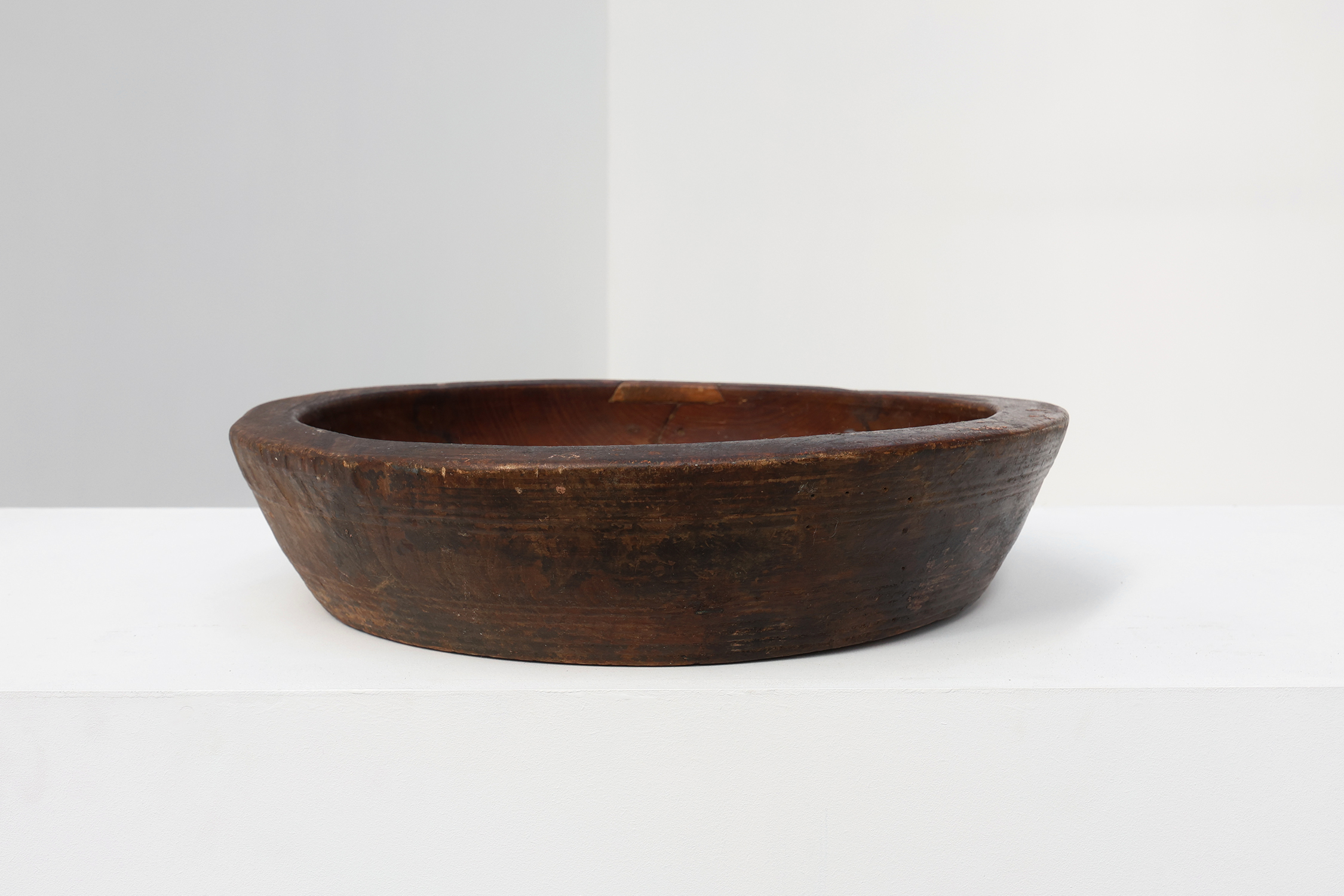 Large handcrafted solid wooden bowl in wabi wabi style, France ca. 1950thumbnail